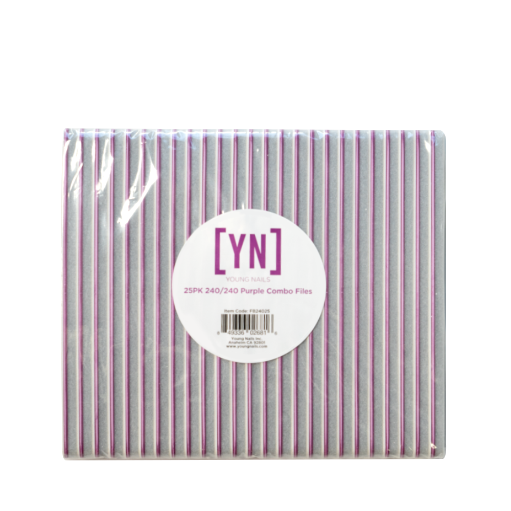 Young Nails Purple Combo File, Grit 240/240 Young Nails Purple Combo File, Grit 240/240